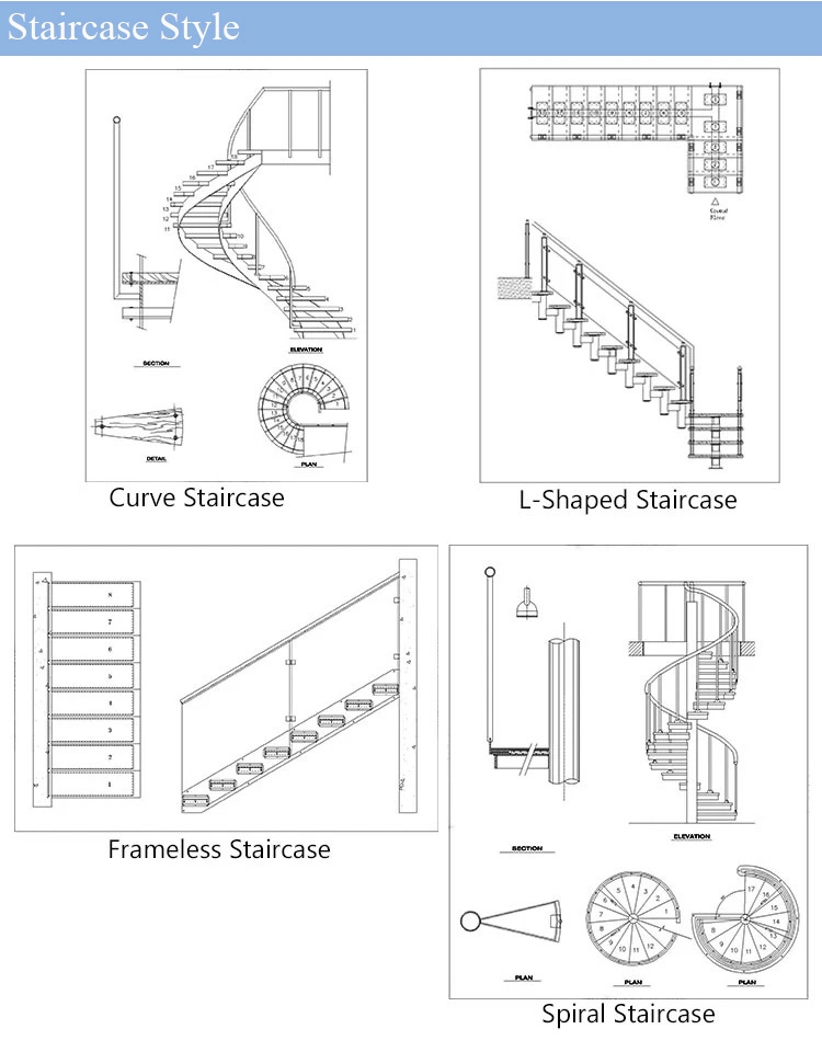 Indoor Round Stair Used Metal Glass Spiral Staircase