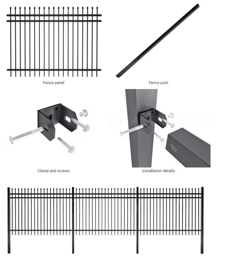 Wrought Iron Fence Steel Fence Security Palisade Metal Fencing Pool Fence Steel Picket Fence Panel Fence China Factory Garden Fence