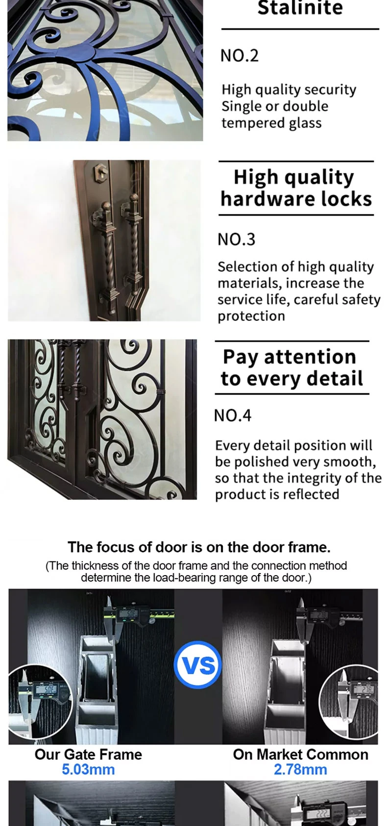 Aluminum Alloy Courtyard Villa Gate Country Yard Electric Double-Opening Gate Wrought Iron Garden Folding Gate